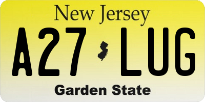 NJ license plate A27LUG