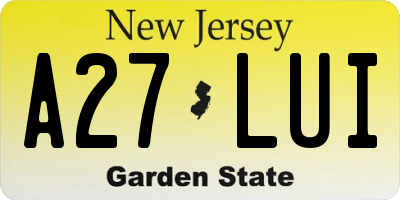 NJ license plate A27LUI