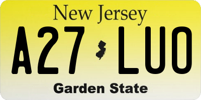 NJ license plate A27LUO
