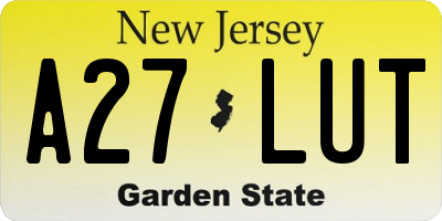 NJ license plate A27LUT