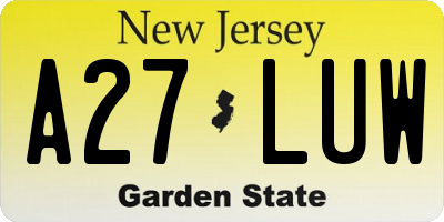 NJ license plate A27LUW