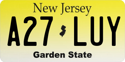 NJ license plate A27LUY