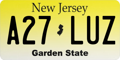 NJ license plate A27LUZ