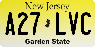 NJ license plate A27LVC