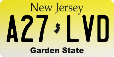 NJ license plate A27LVD