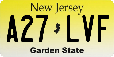 NJ license plate A27LVF