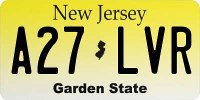 NJ license plate A27LVR