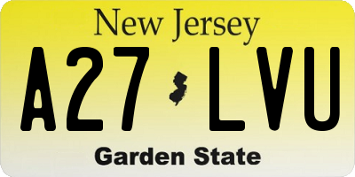 NJ license plate A27LVU