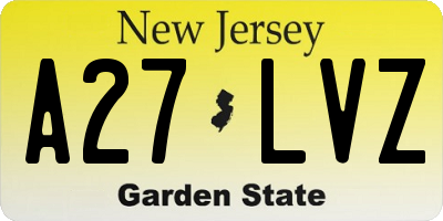 NJ license plate A27LVZ