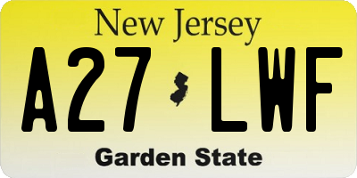 NJ license plate A27LWF
