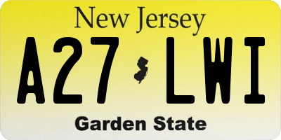 NJ license plate A27LWI
