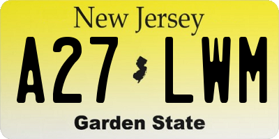 NJ license plate A27LWM