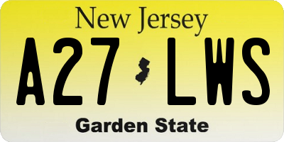NJ license plate A27LWS