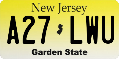 NJ license plate A27LWU
