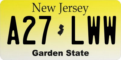 NJ license plate A27LWW