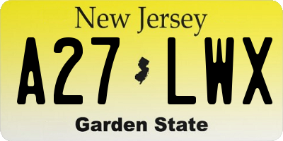NJ license plate A27LWX