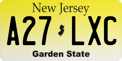 NJ license plate A27LXC