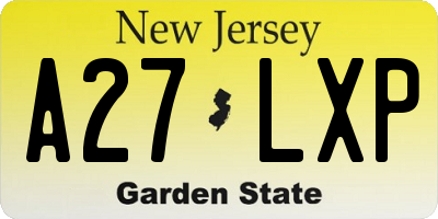 NJ license plate A27LXP