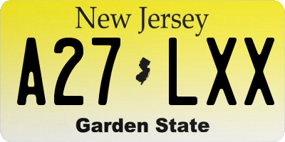 NJ license plate A27LXX