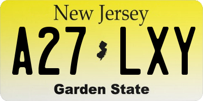 NJ license plate A27LXY