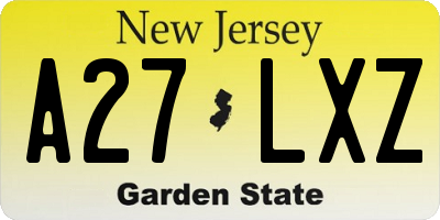 NJ license plate A27LXZ