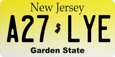 NJ license plate A27LYE