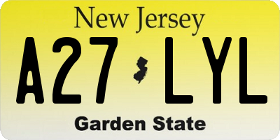 NJ license plate A27LYL