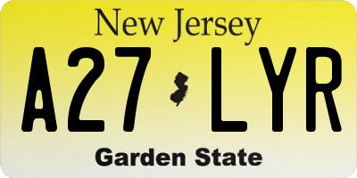 NJ license plate A27LYR