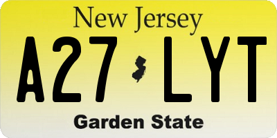 NJ license plate A27LYT