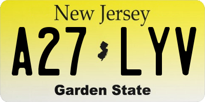 NJ license plate A27LYV