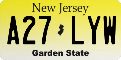 NJ license plate A27LYW