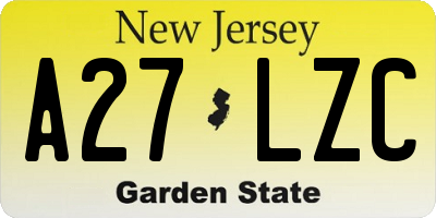 NJ license plate A27LZC