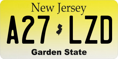 NJ license plate A27LZD
