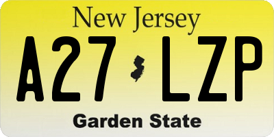 NJ license plate A27LZP