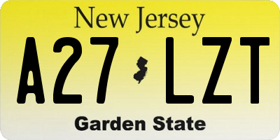 NJ license plate A27LZT