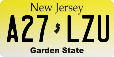 NJ license plate A27LZU