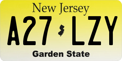NJ license plate A27LZY