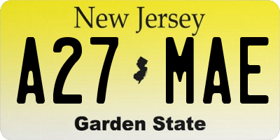 NJ license plate A27MAE