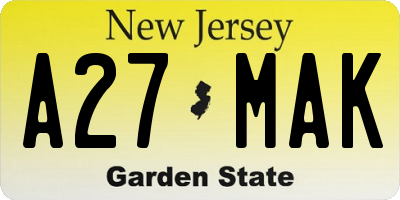 NJ license plate A27MAK