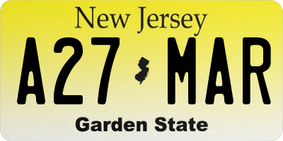 NJ license plate A27MAR