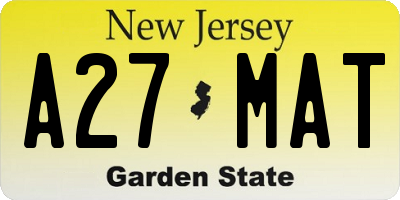 NJ license plate A27MAT