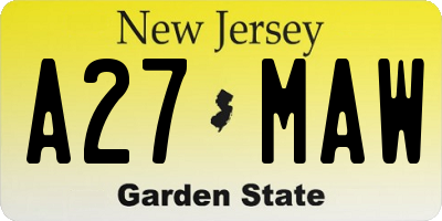 NJ license plate A27MAW