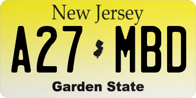 NJ license plate A27MBD