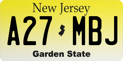 NJ license plate A27MBJ