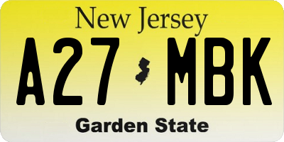 NJ license plate A27MBK