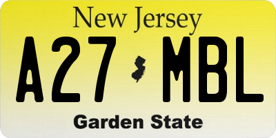 NJ license plate A27MBL