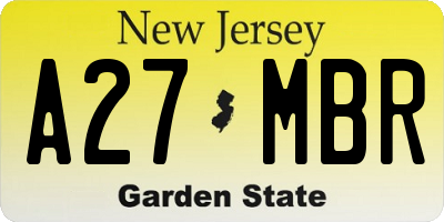 NJ license plate A27MBR