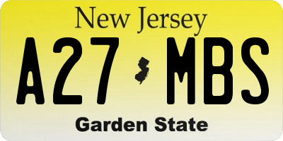 NJ license plate A27MBS