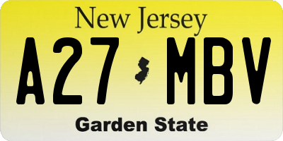 NJ license plate A27MBV