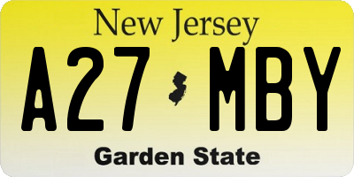 NJ license plate A27MBY